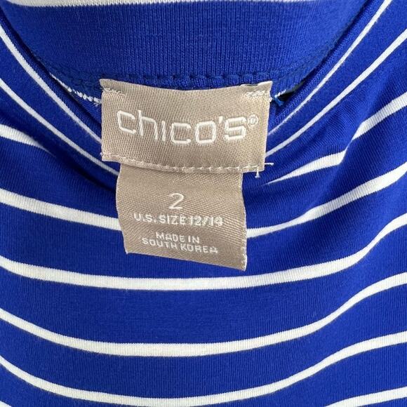 Chico’s skirt 12/14 blue white stripe jersey knit stretch elastic waist midi - Picture 6 of 7
